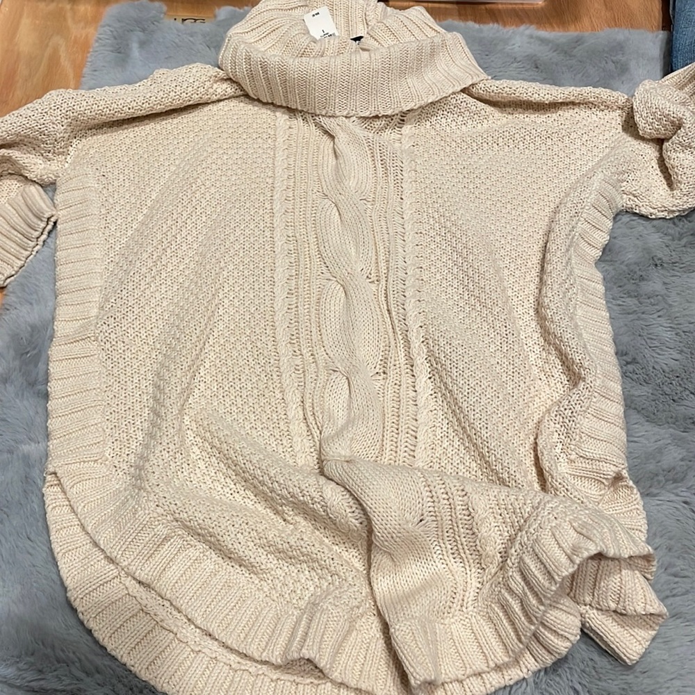 Beautiful cable knit cowl neck sweater